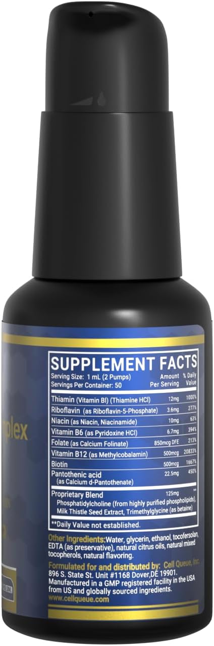 Cellqueue Methyl B Complex Liquid Drops - Liposomal B12, Folate, B6 with Methylated B Vitamins, TMG & Milk Thistle - görsel 8