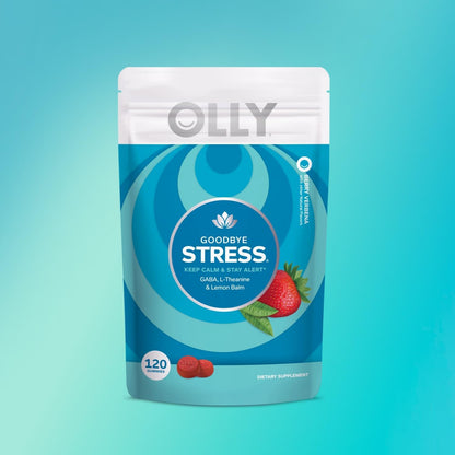 OLLY Goodbye Stress Gummy, Stress Relief Supplement with GABA & L-Theanine, Berry Flavour - 120 Gummies