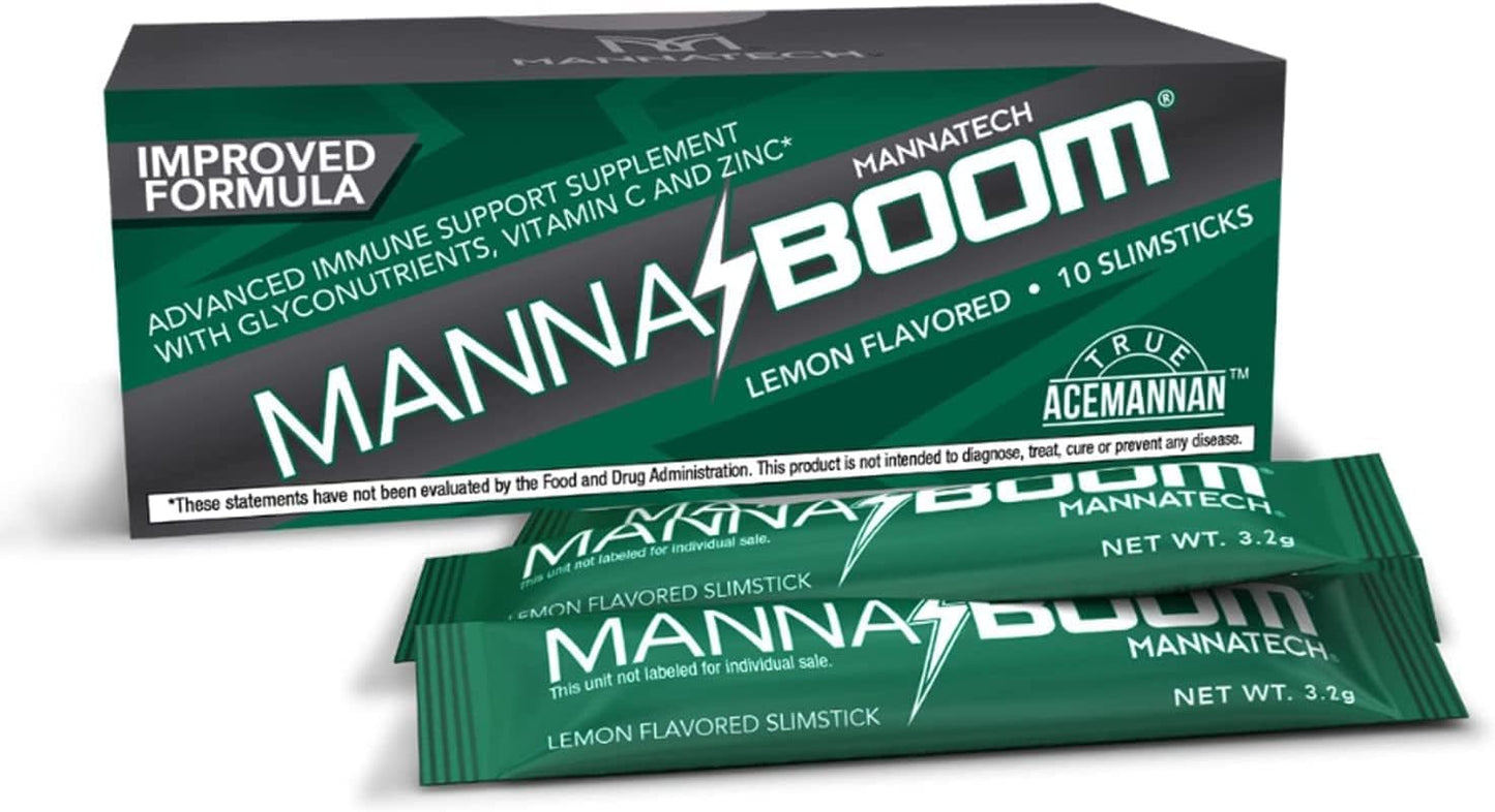 Mannatech MannaBOOM Advanced Immune Support Supplement – 150% More Vitamin C, Increased Manapol, Zinc & Glyconutrients, 10 Slimsticks - görsel 1