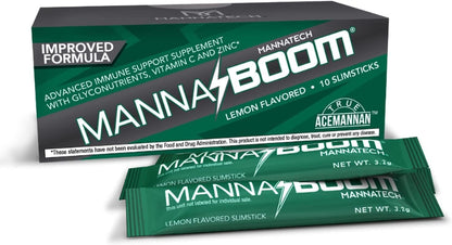 Mannatech MannaBOOM Advanced Immune Support Supplement – 150% More Vitamin C, Increased Manapol, Zinc & Glyconutrients, 10 Slimsticks
