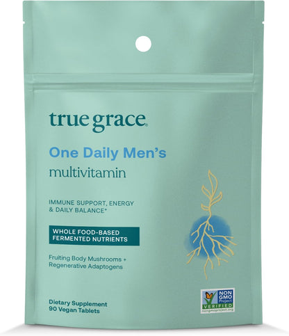 True Grace One Daily Men’s Multivitamin – With Fermented Minerals, Organic Adaptogens & Mushrooms – 30 Vegan Tablets – Image 8