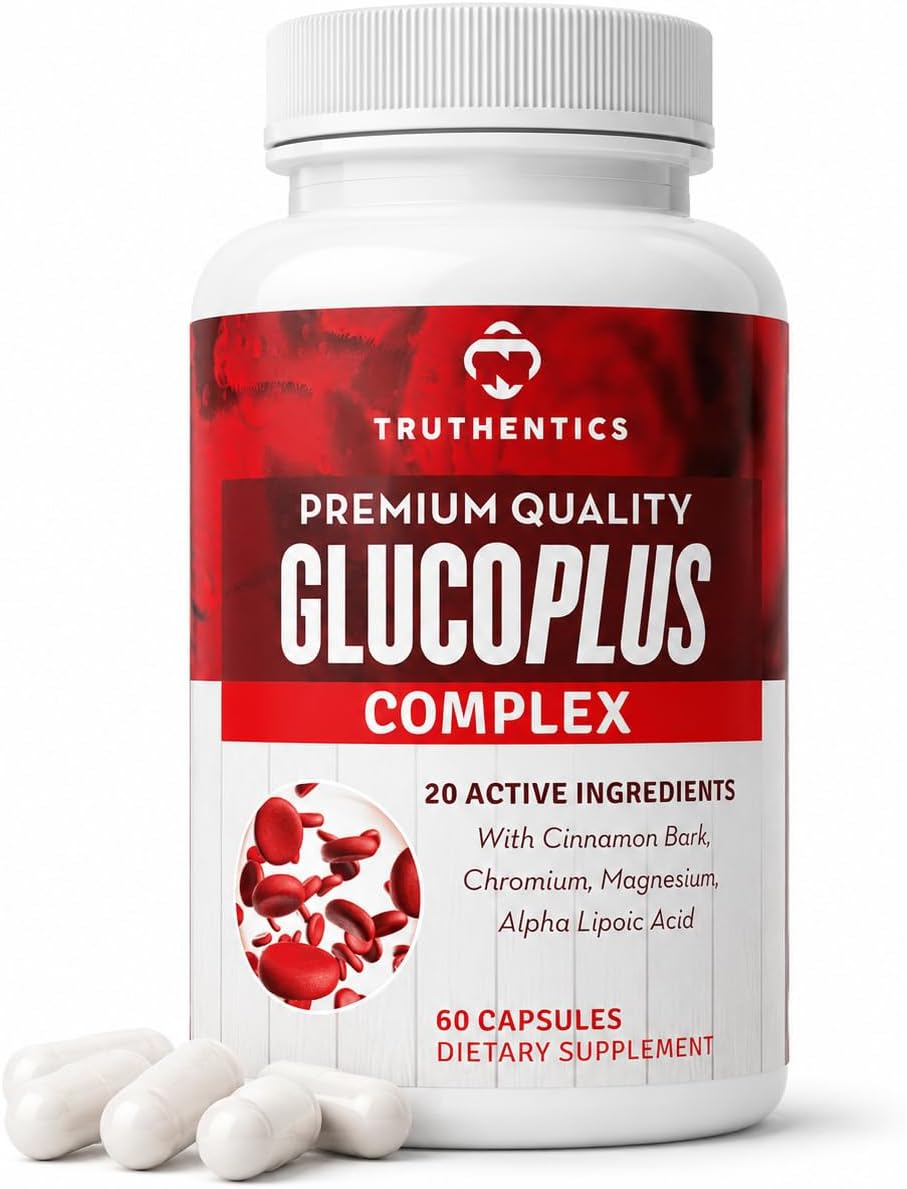 Truthentics GlucoPlus Metabolic Support - Cinnamon, Chromium, Gymnema, 60 Capsules - görsel 1