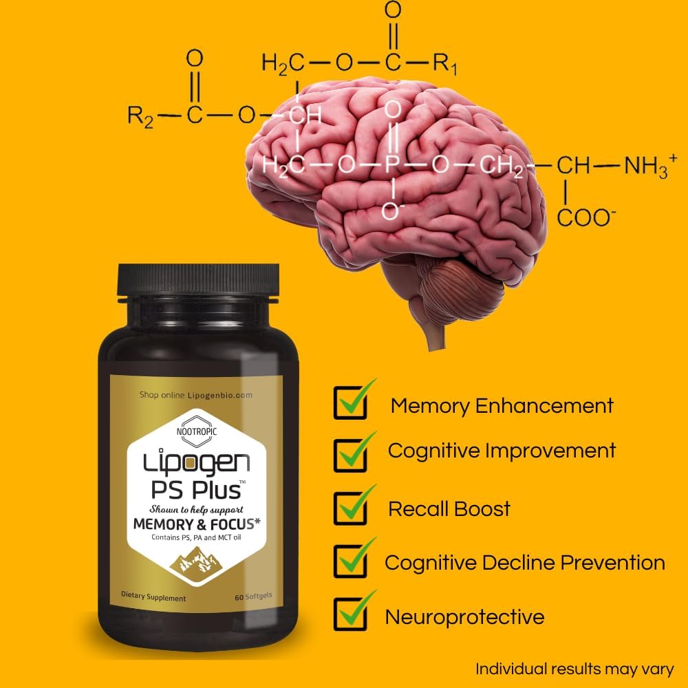 PS Plus Brain Supplements for Memory and Focus – Premium Phosphatidylserine Brain Booster for Brain Health – Nootropic – 60 Softgels for One Month’s Supply - görsel 5