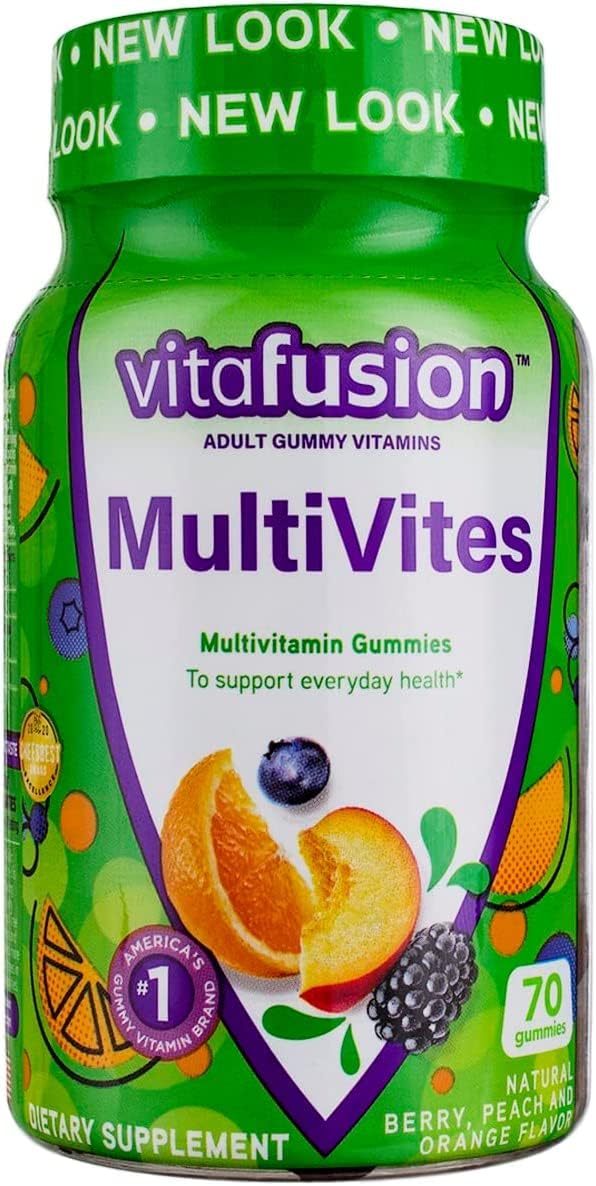 Vitafusion MultiVites Gummy Vitamins for Adults - 2 Pack (70 Gummies per Bottle, Berry, Peach & Orange) - görsel 1