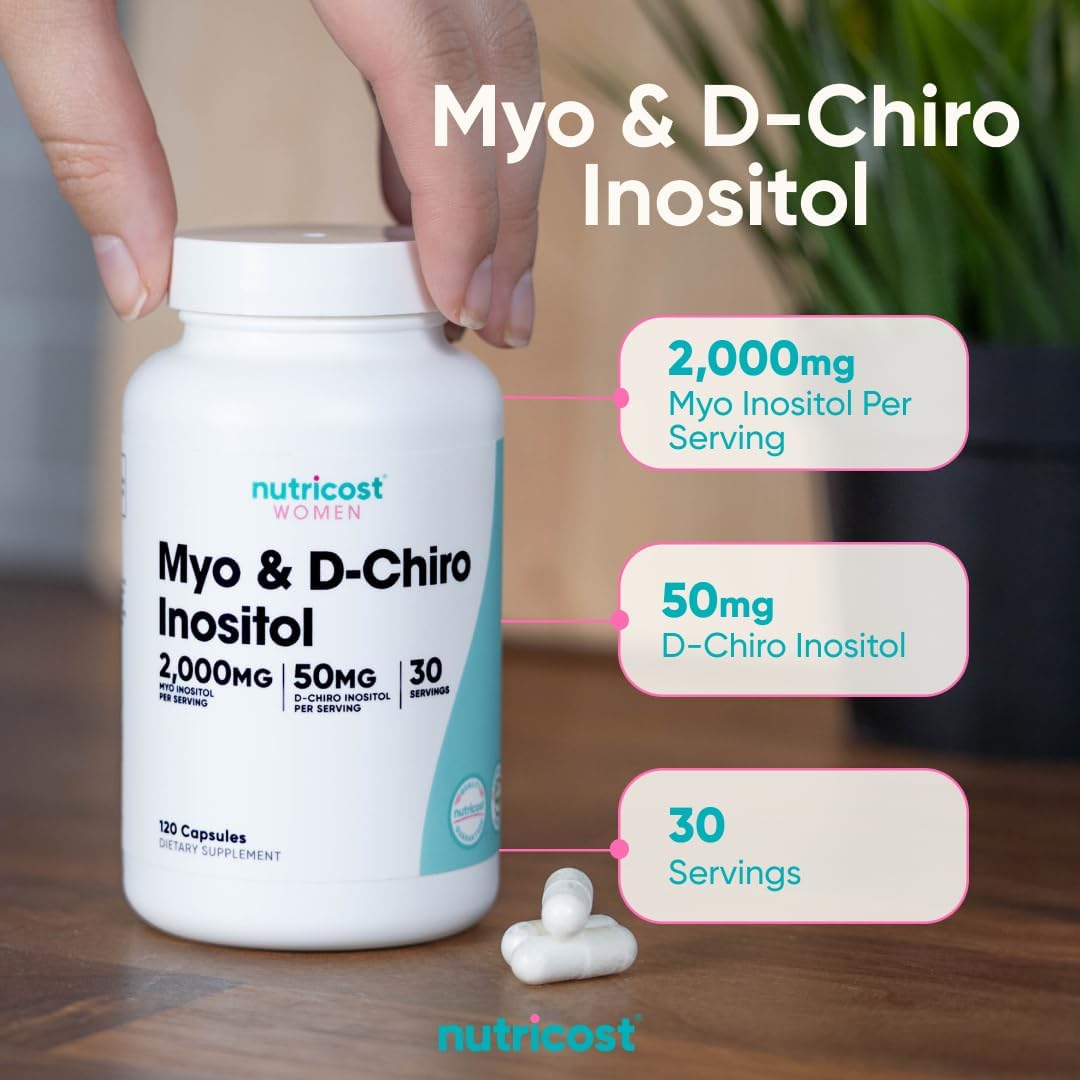 Nutricost Myo Inositol & D-Chiro Inositol for Women 2000 mg, 120 Capsules, 2000 mg Myo & 50 mg D-Chiro Per Serving, 30 Servings, Vegetarian-Friendly, Non-GMO & Gluten-free - görsel 6