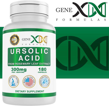 Genex Formulae Ursolic Acid 300mg (180 Capsules) - Sourced from Rosemary Extract, Non-GMO, Gluten-free, Vegetarian