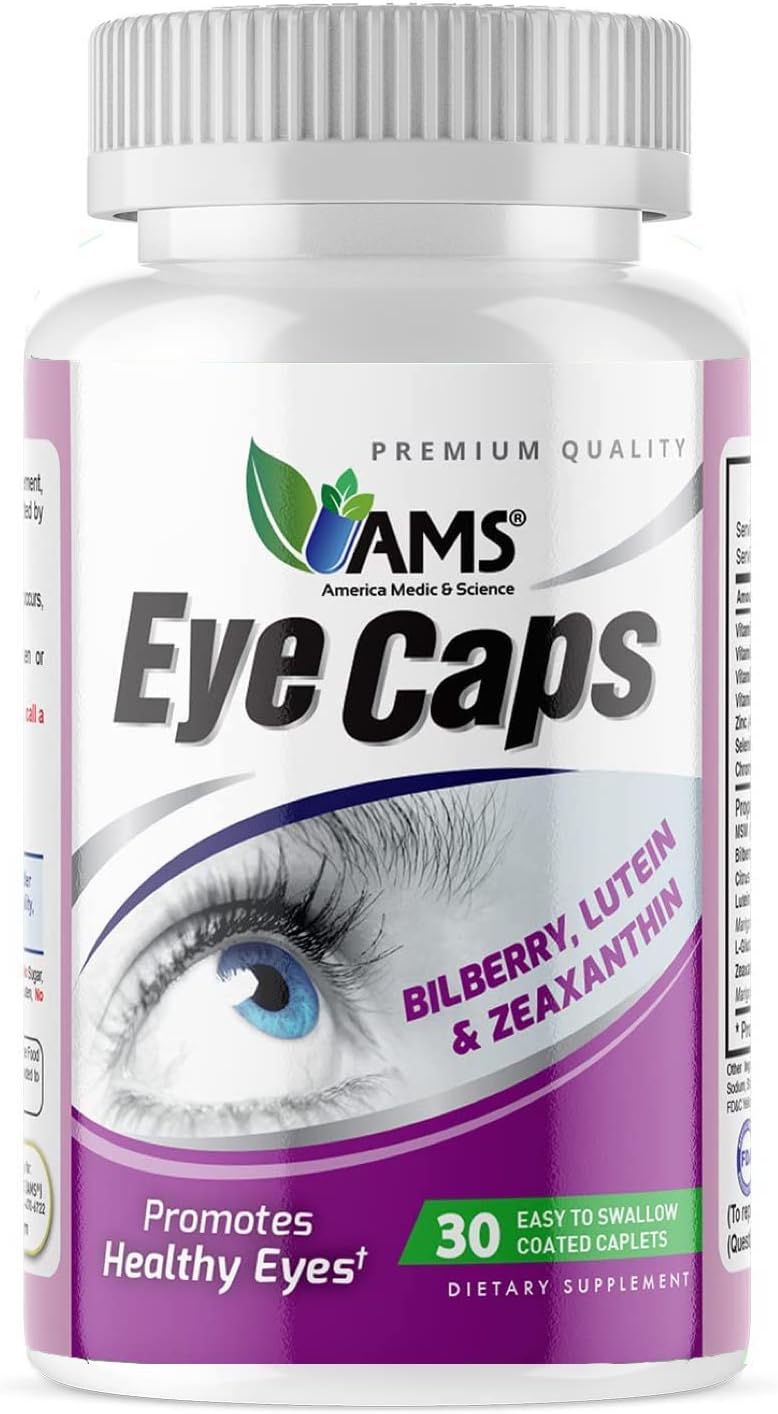 America Medic & Science EyeCaps (30 Caplets) - Vision Health Supplement with Lutein, Zinc, and Vitamins A, C, E, B2 - görsel 1
