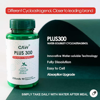 CAW Plus 300 Water-Solubility Cycloastragenol 90 Capsules