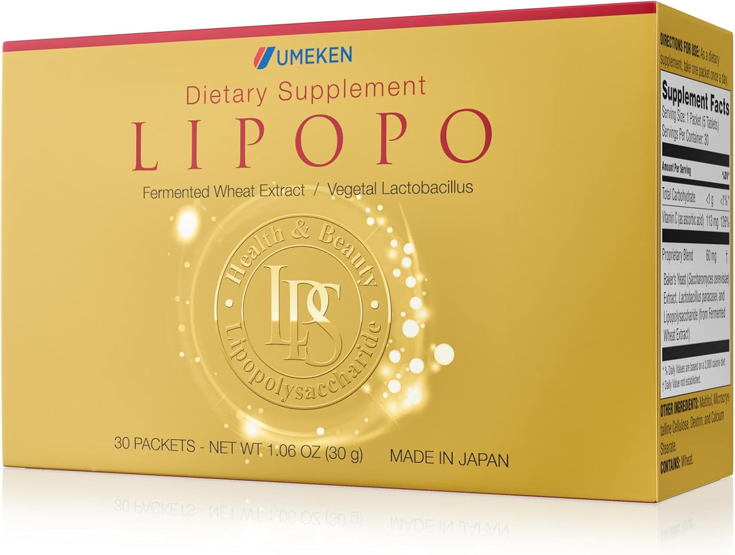 Umeken Lipopo - Lipopolysaccharide, Beta-glucan, Lactic Acid Bacteria & Vitamin C - 90 Packets (3 Month Supply) - görsel 9