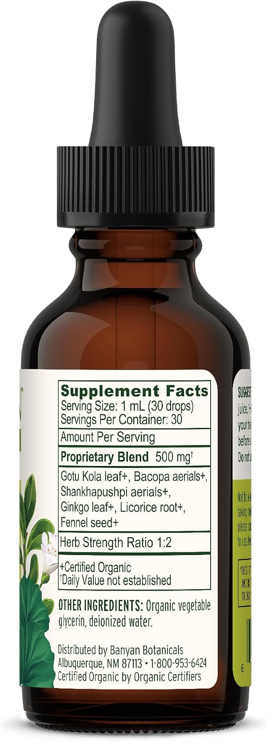 Banyan Botanicals Focus Liquid Extract – Organic Gotu Kola & Brahmi – 30 ml - görsel 8