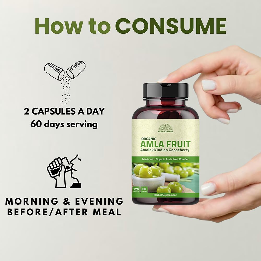 Amla Capsules (Phyllanthus Emblica) – Amalaki Amla 120 Capsules | Natural Antioxidant Superfood | Herbal Supplement Made with Organic Amla Fruit Powder - görsel 3