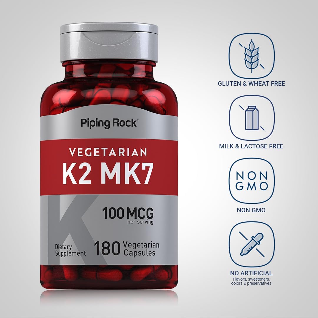 Piping Rock Vitamin K2 MK7 | 100 µg | 180 Vegetarian Capsules - görsel 3