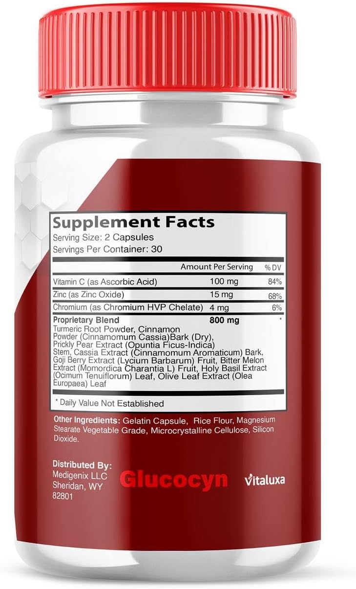 Vitaluxa Glucocyn Support Capsules - Maximum Strength Glycogen Health Formula, 800mg, 60 Capsules - görsel 8