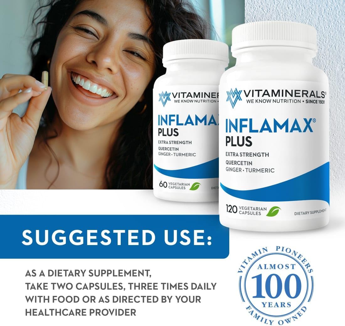 Vitaminerals® 121+ Inflamax® Plus | Quercetin | Proteolytic Enzymes | Ginger | Turmeric | Veg Caps (120) - görsel 5