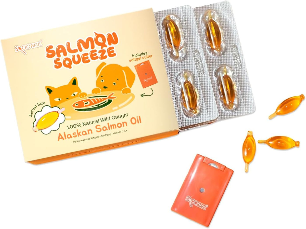 Spoonful Salmon Squeeze – Wild-Caught Alaskan Salmon Oil Soft gel capsules for Dogs and Cats, 60 Soft gel capsules - görsel 8