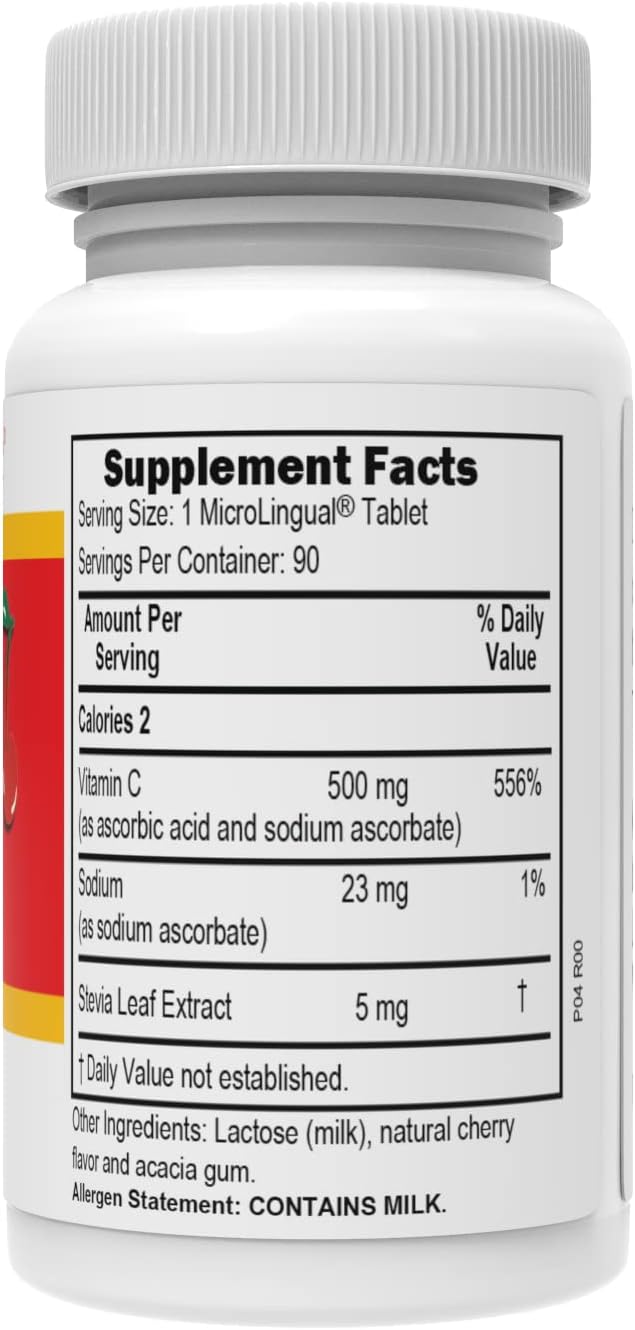 Superior Source Vitamin C 500 mg Sour Cherry Melts – Daily Vitamin Supplement for Immune Health – Contributes to Normal Collagen Formation – 90 Sublingual Dissolving Tablets - görsel 4