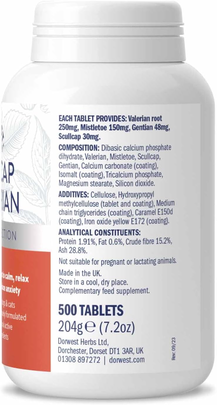 Dorwest Herbs Scullcap and Valerian Tablets for Dogs and Cats – 500 Tablets - görsel 3