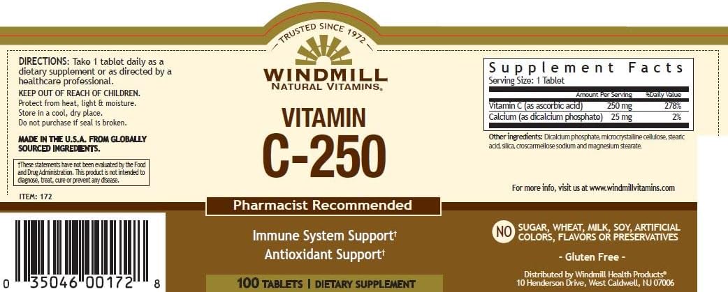 Windmill Vitamin C 250mg Tablets, 100 Tablets - görsel 2