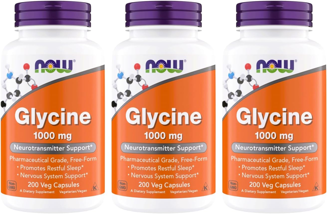 Now Foods Glycine 1000mg, Free-Form Pharmaceutical Grade, 200 Vegetarian Capsules - görsel 9