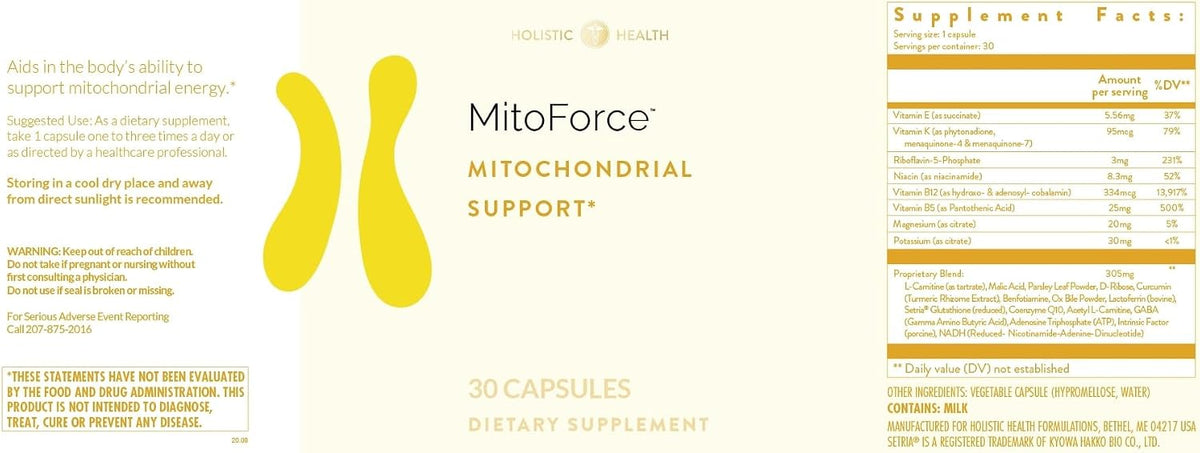 Holistic Health MitoForce Mitochondrial Support 30 Capsules - görsel 1