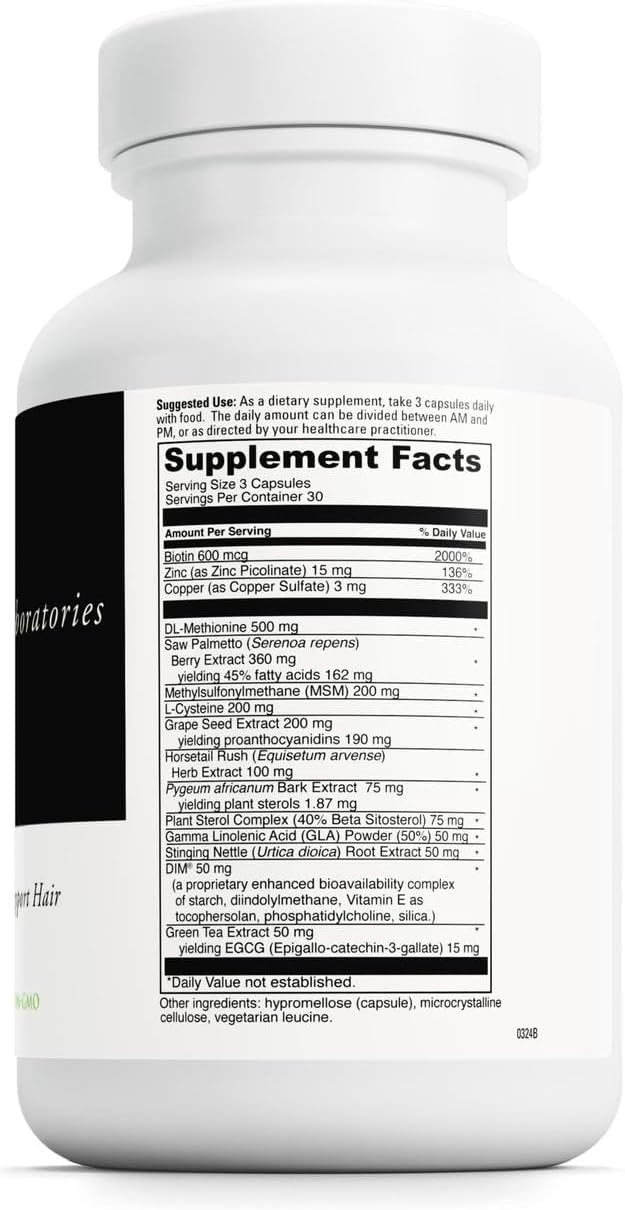 DAVINCI Labs Hair Effects – Biotin Supplement for Healthy Hair Growth & Skin – with Zinc, Saw Palmetto, Grape Seed Extract – Gluten-Free – 90 Vegetarian Capsules - görsel 2