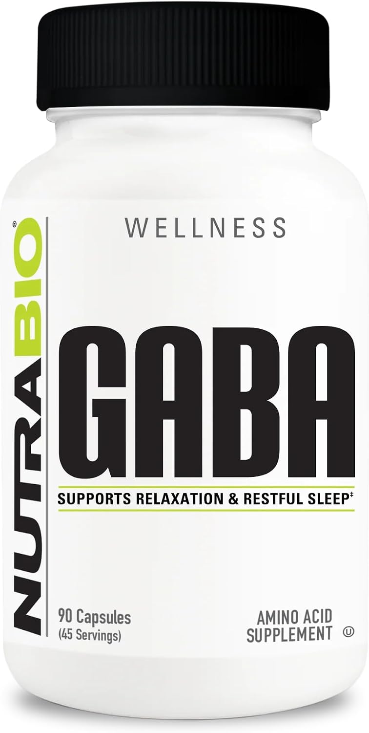 NutraBio 100% Pure GABA Food Supplement (Gamma-Aminobutyric Acid), 500mg – 90 Capsules - görsel 1