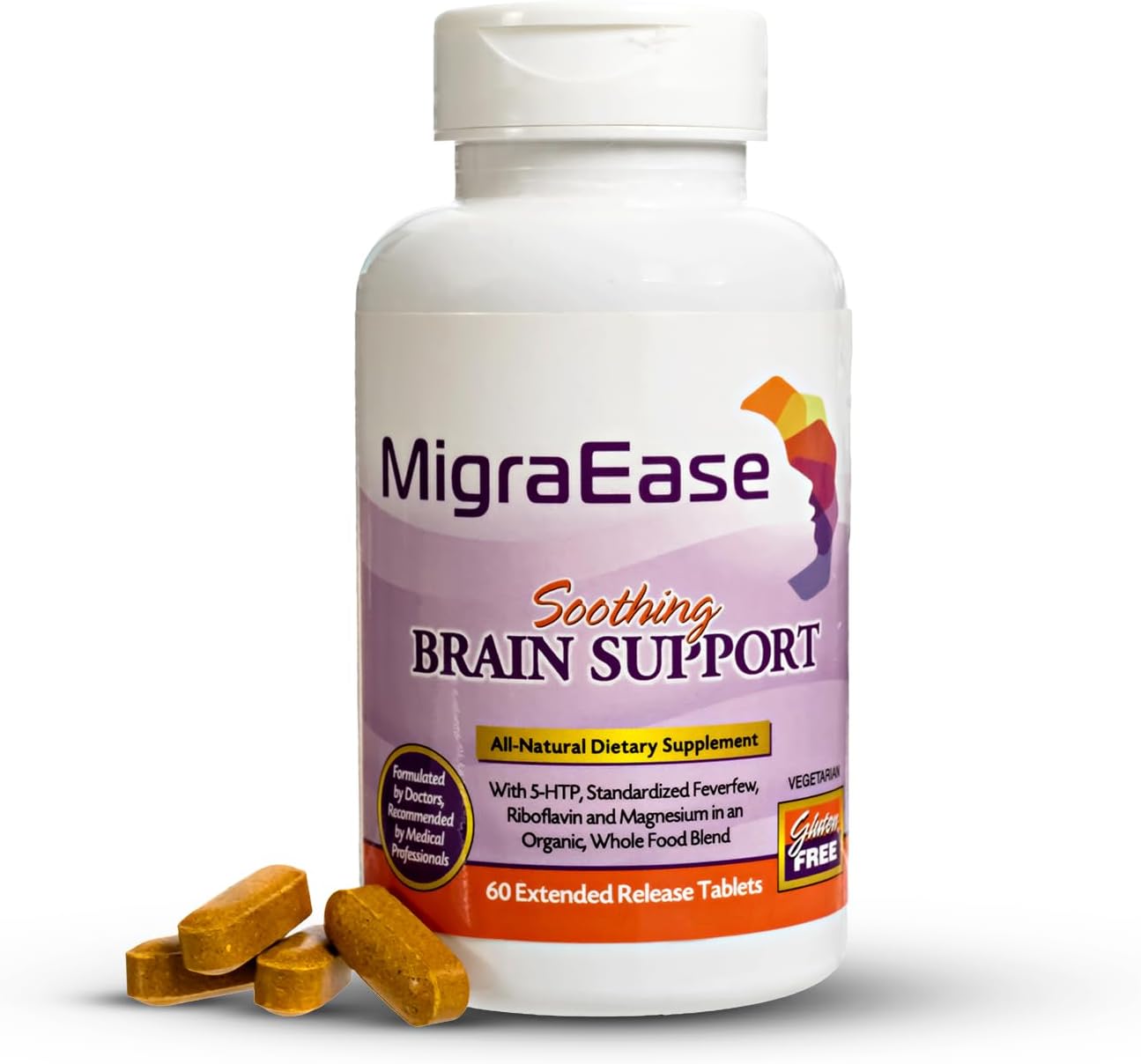 Doctor Knowles Migraine Support Supplement – Natural Tablets with Magnesium, 5-HTP, Feverfew, Riboflavin & Organic Blend, Caffeine-Free Extended-Release (60 Tablets) - görsel 1