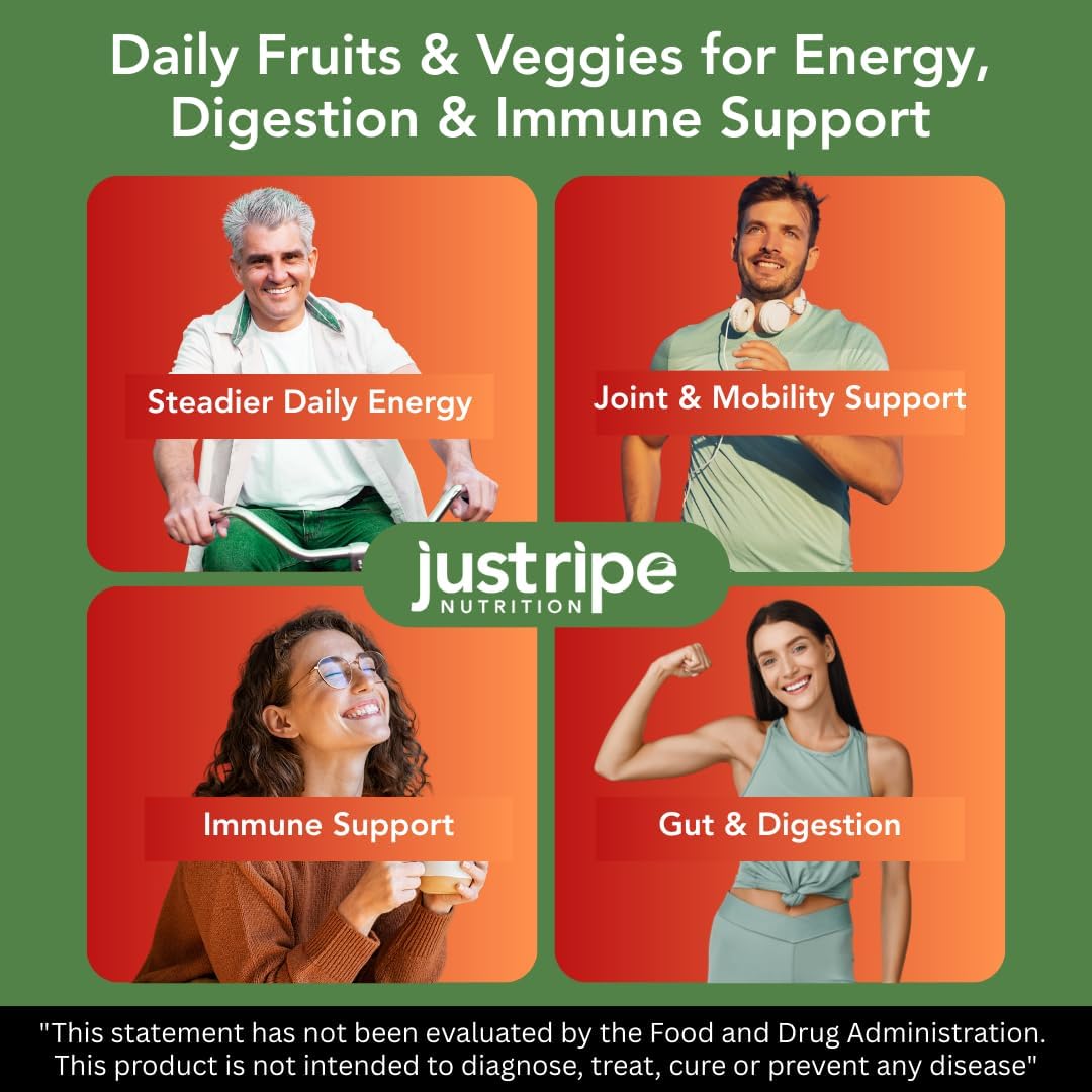 Just Ripe Nutrition Fruit & Veg Supplement - 2 Pack (90 Fruit + 90 Vegetable Capsules per Bottle) - görsel 2