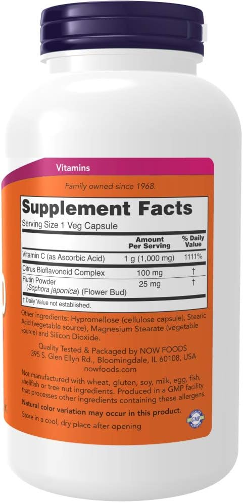 NOW Foods Vitamin C-1000 with Bioflavonoids, 500 Vegetable Capsules (2-Pack) - görsel 2