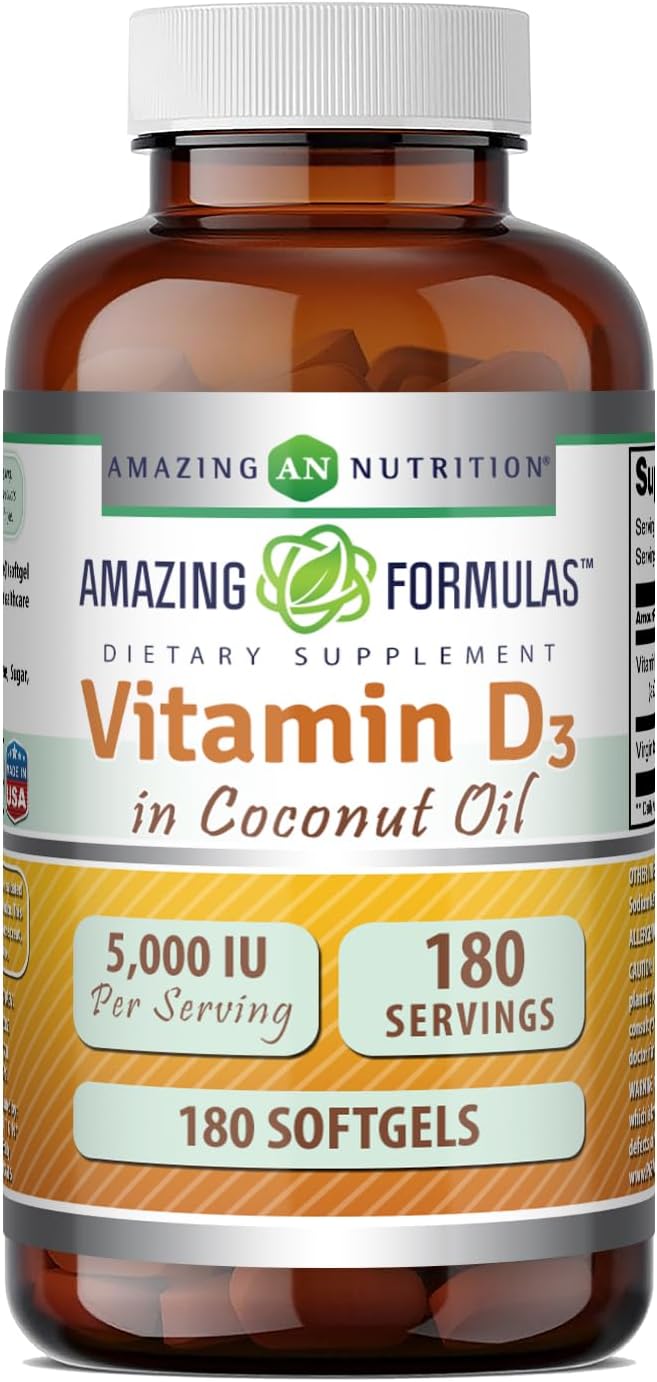 Amazing Formulae Vitamin D3 5000 IU in Coconut Oil, 360 Softgels - görsel 7