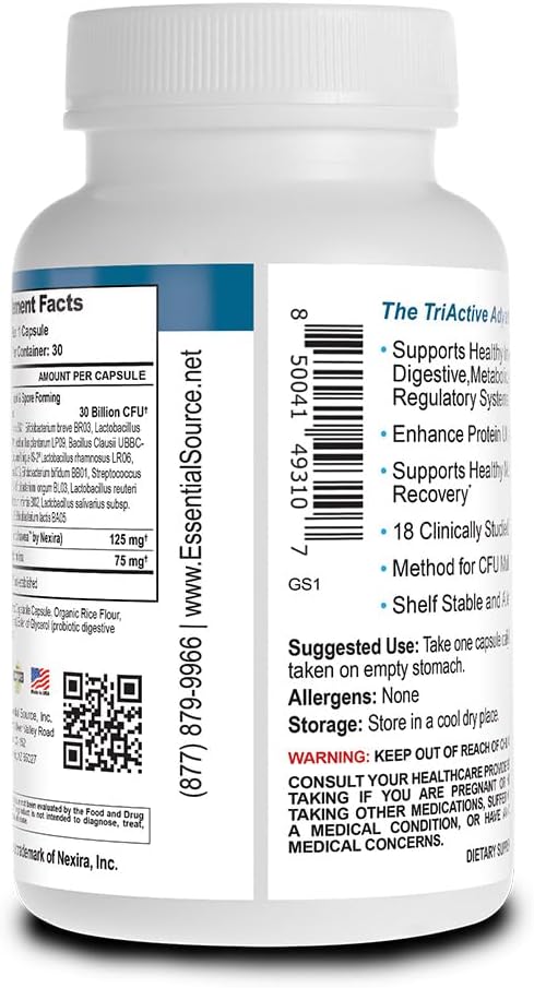 Essential Source TriActive Biotics for Men - Probiotic Capsules, 30 Billion CFU with Prebiotics & Blue Spirulina, 30 Capsules - görsel 4