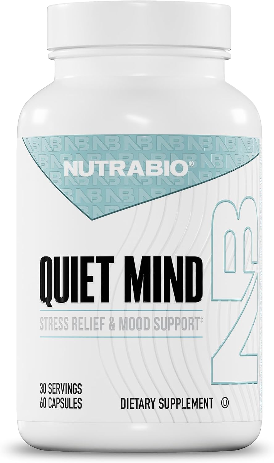NutraBio Quiet Mind Stress Relief Food Supplement, 60 Capsules - görsel 1