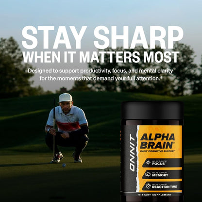 ONNIT Alpha Brain Nootropic Brain Supplement for Focus, Memory, Mental Clarity, Cognitive Support with L-Theanine and Vitamin B6, 30 Capsules