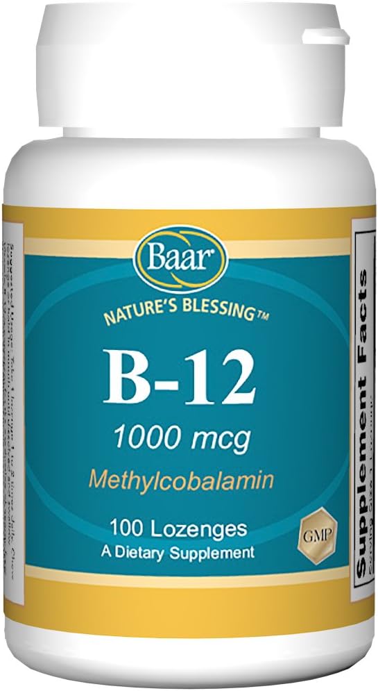 Baar Brain B12 Lozenges, 1000 mcg, 100 Lozenges - görsel 1
