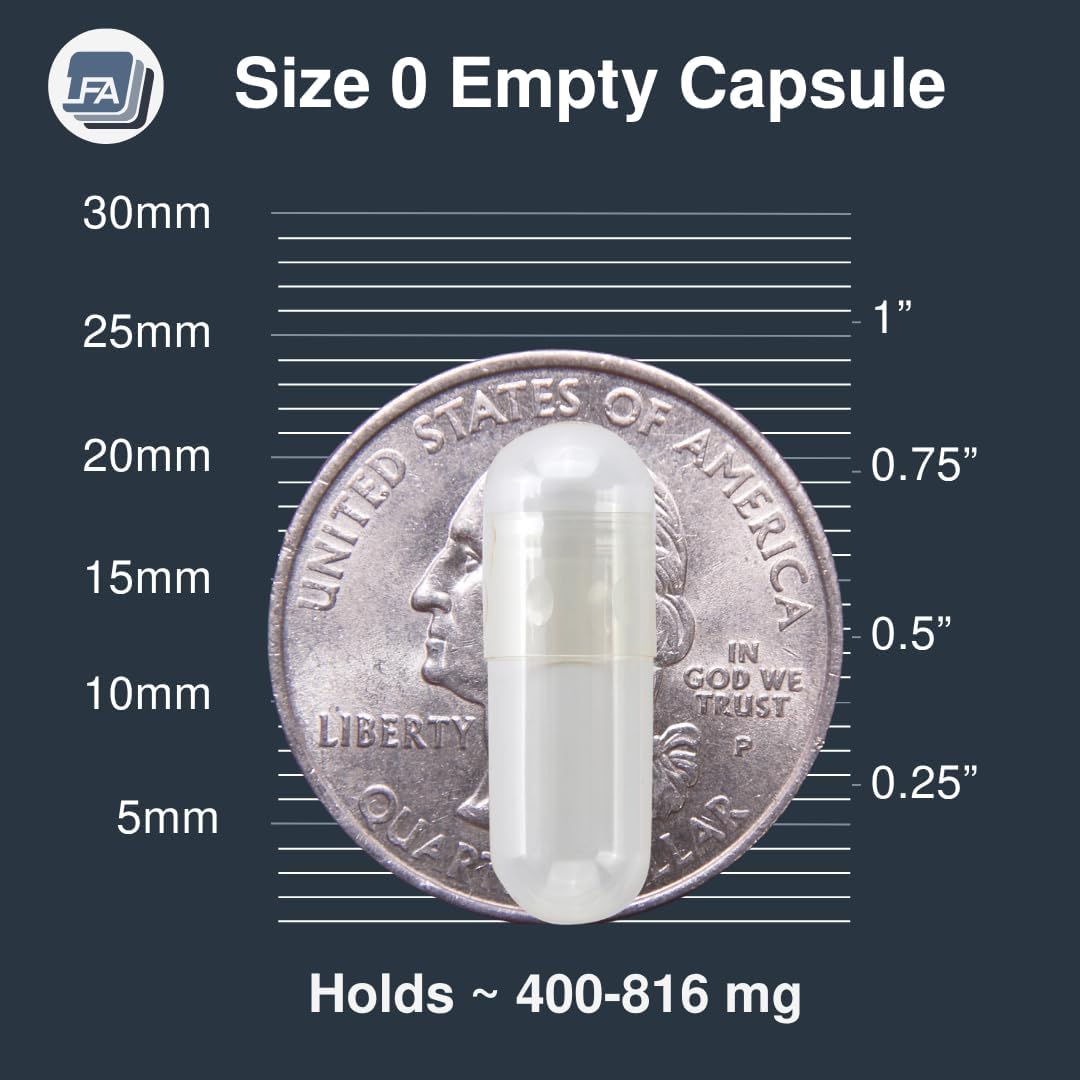 Size 0 Empty Capsules - Vegan HPMC - 500 Count - Vegetarian Fillable Capsules - görsel 3