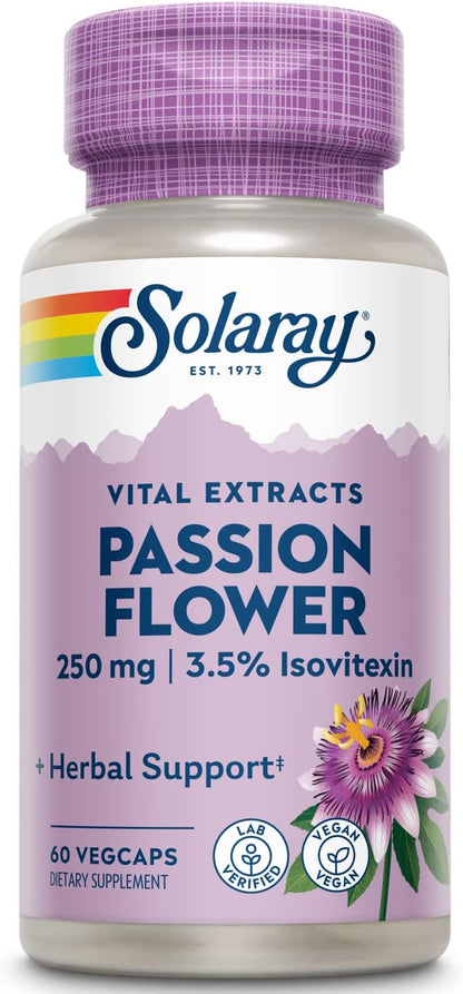SOLARAY Passion Flower Extract, 250 mg, 60 Capsules