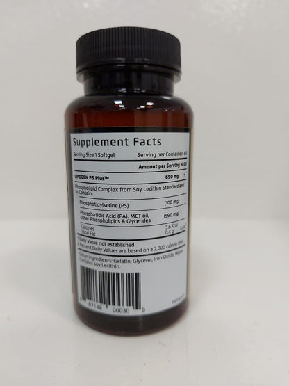 Lipogen PS Plus Older Adult Supplement for Memory & Focus – Phosphatidylserine Brain Support, 120 Softgels (2-Month Supply)