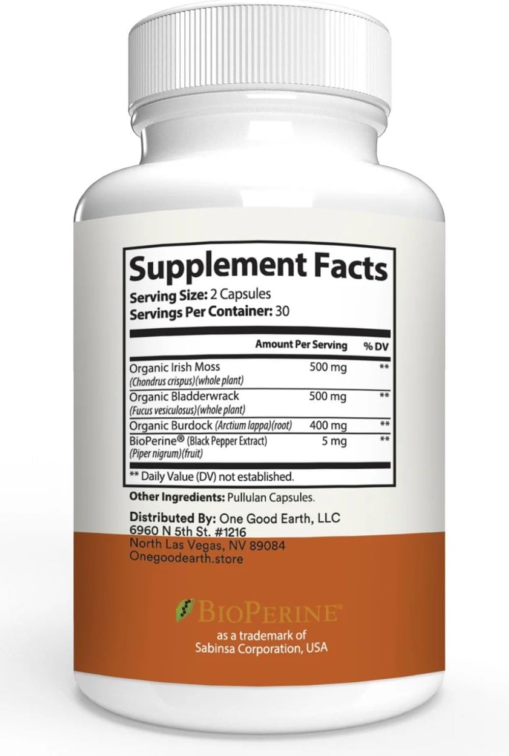 One Good Earth Sea Moss Capsules with Irish Moss, Bladderwrack, Burdock, Black Pepper, and Essential Vitamins & Minerals (60 Capsules) - görsel 2