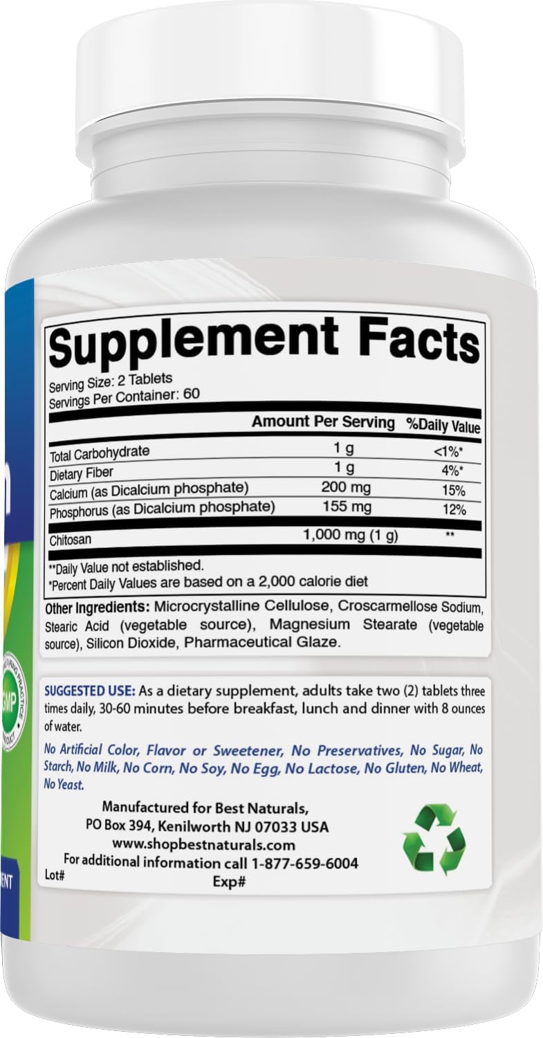 Best Naturals Chitosan 500 mg 120 Tablets (Pack of 2) - görsel 6
