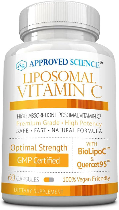 Approved Science Liposomal Vitamin C with Quercetin – 1100 mg – 60 Capsules