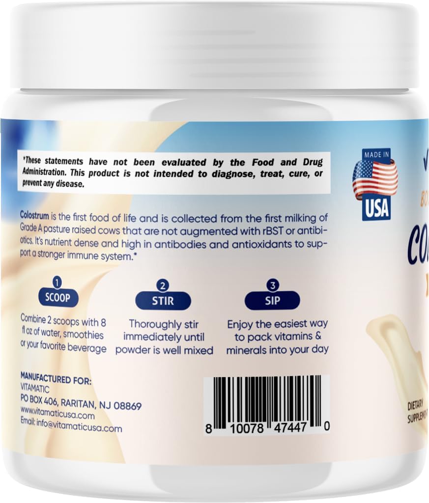 Vitamatic Bovine Colostrum 30% IgG Powder – Vanilla – 72g (30 Servings) - görsel 3