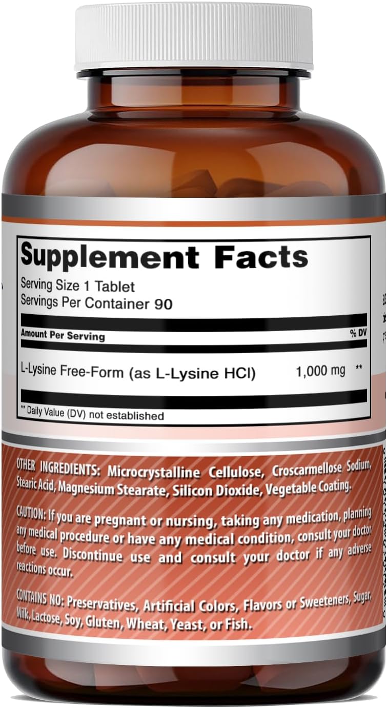 Amazing Formulae L-Lysine 1000mg Amino Acid Tablets Supplement - Non-GMO, Gluten-free, Made in USA (90 Tablets) - görsel 5