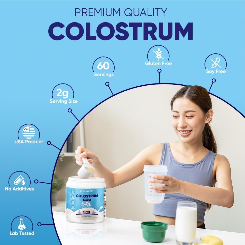 Vitamatic Bovine Colostrum Powder - 50% IgG, Unflavoured - 120g (60 Servings) - görsel 4