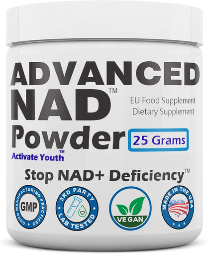 REVGENETICS Advanced NAD Powder - Food Supplement, 147 Servings (25 g), with Vitamin B3