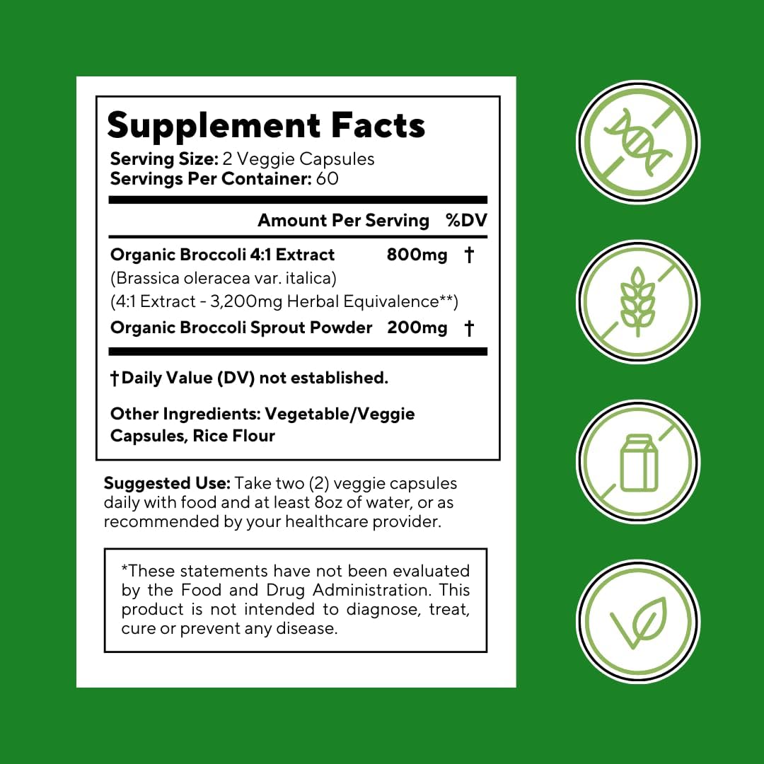 Vitapia Organic Broccoli Sprout & Broccoli Extract Supplement - 120 Vegetable Capsules - görsel 8