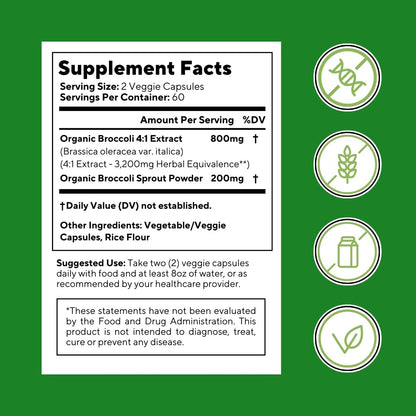 Vitapia Organic Broccoli Sprout & Broccoli Extract Supplement - 120 Vegetable Capsules