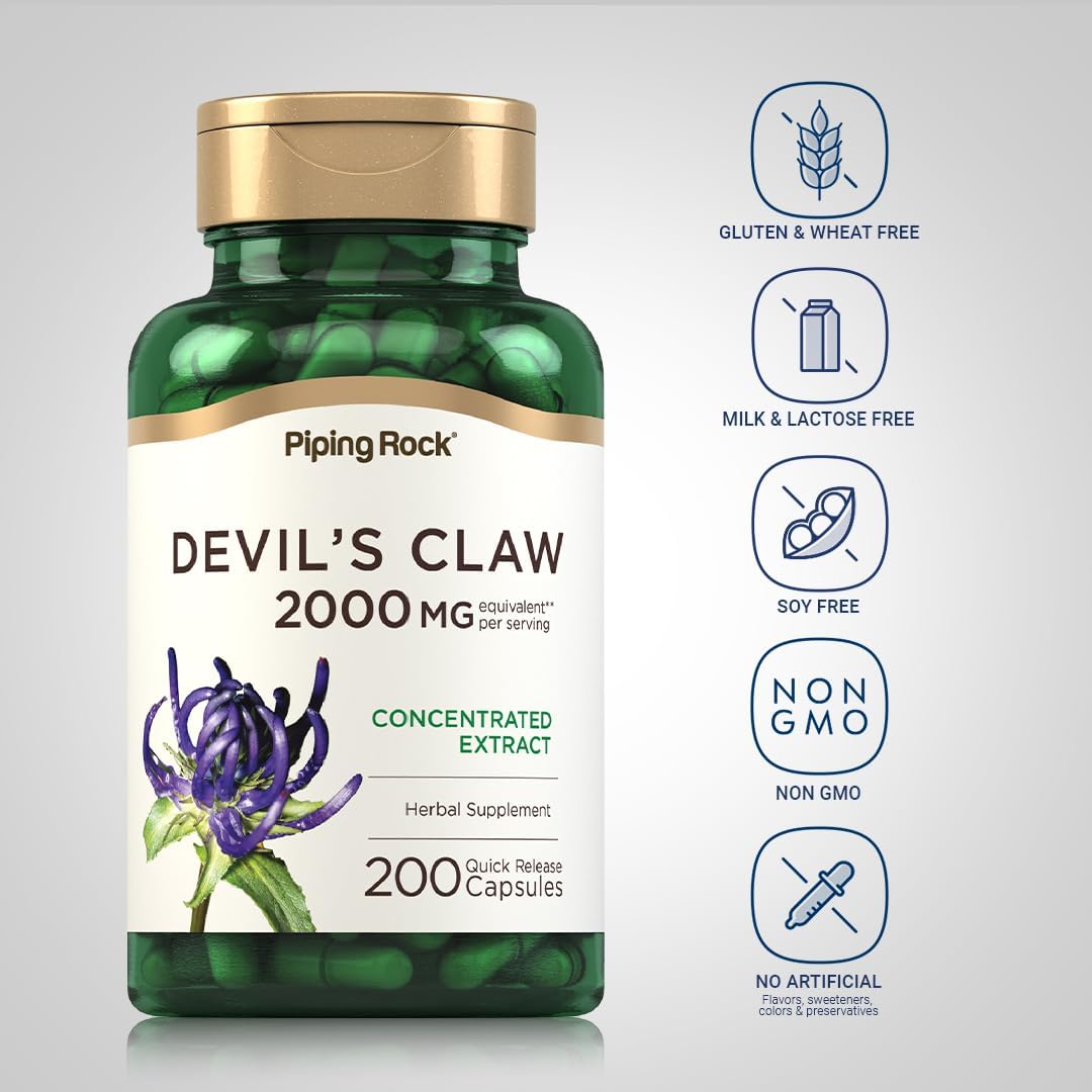 Piping Rock Devil's Claw | 200 Capsules | Herbal Supplement - görsel 3