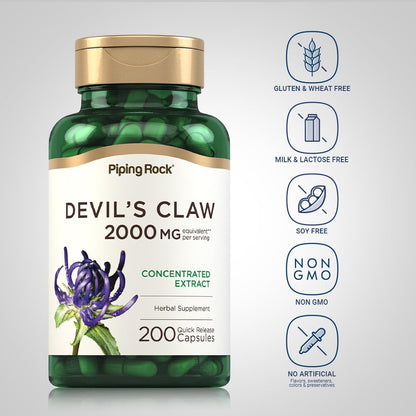 Piping Rock Devil's Claw | 200 Capsules | Herbal Supplement