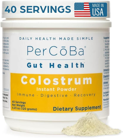 PerCōBa Bovine Colostrum Powder – Unflavoured, 120g (40 Servings) – Gut Health, Immune Support, Muscle Recovery