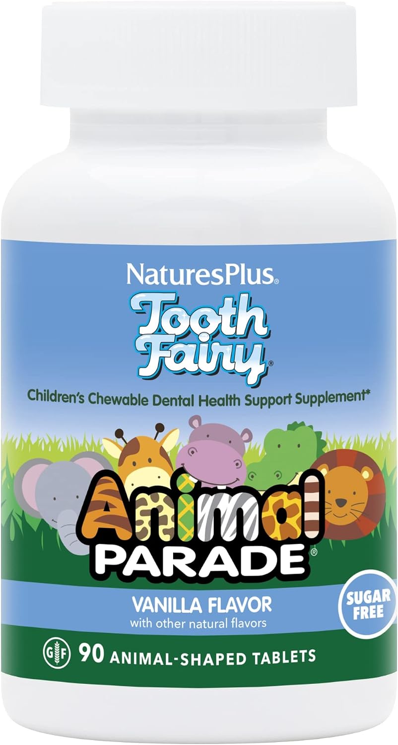 NaturesPlus Animal Parade Tooth Fairy Children's Chewables, Natural Vanilla, 90 Tablets - görsel 1